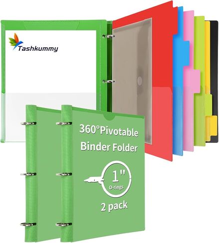 360° Pivotable Project Organizer Binder, 2 Pack 3 Ring Binder with Colored Tab Dividers with Pockets, Customizable Front Cover Multi Pocket Folder Binder for Home, School, Office- Purple in Saudi Arabia
