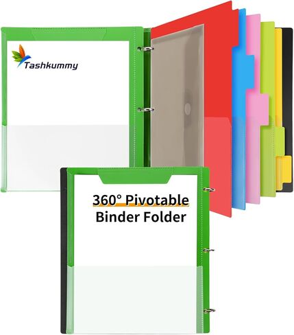 360° Pivotable Project Organizer Binder, 2 Pack 3 Ring Binder with Colored Tab Dividers with Pockets, Customizable Front Cover Multi Pocket Folder Binder for Home, School, Office- Purple in Saudi Arabia