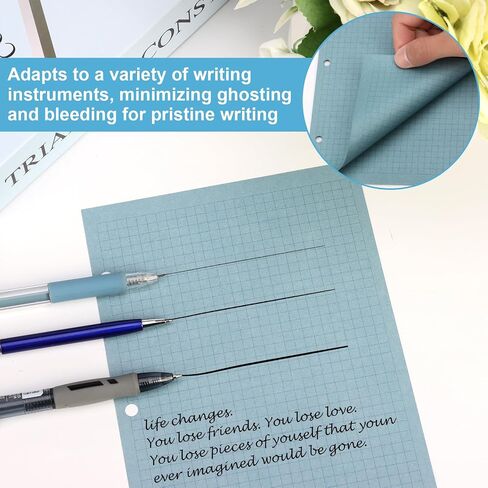200 Sheets Half Letter 3 Hole Notebook Refill Paper 5-1/2 x 8-1/2 Loose Leaf Paper for Mini Binder Colored Lined Paper Bulk College Ruled Filler Paper for Planner Inserts for School Office in Kuwait