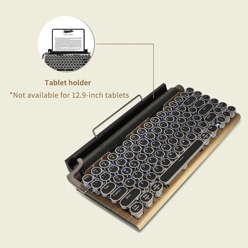المغامرون على طراز الآلة الكاتبة على طراز لوحة المفاتيح الميكانيكية LED Backloving 83 Keys Bluetooth 5.0 لوحة ألوان خشبية محور أزرق متوافق مع iOS/Android/Windows/Vista/Linux/Mac Office/Gaming ، 12.8x6.6x1.6in in Kuwait