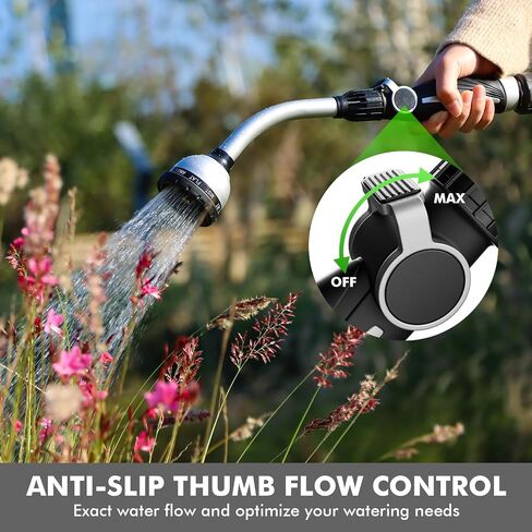 RESTMO Watering Wand Heavy Duty, Metal Garden Hose Wand with 10 Spray Patterns, 15-Inch Long Hose Nozzle Sprayer with Thumb Flow Control, Ideal to Water Hanging Baskets and Shrubs in Saudi Arabia