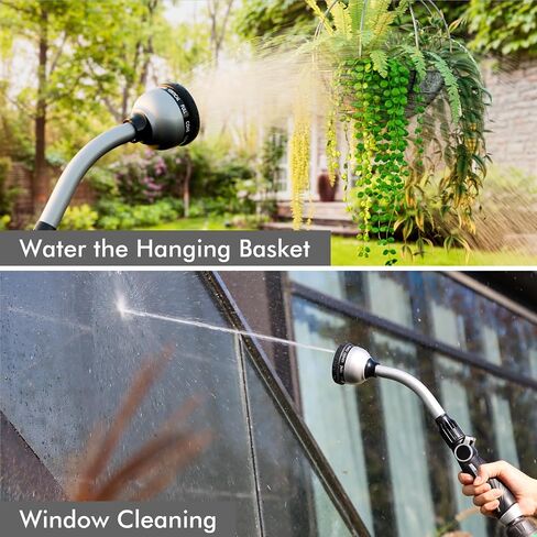 RESTMO Watering Wand Heavy Duty, Metal Garden Hose Wand with 10 Spray Patterns, 15-Inch Long Hose Nozzle Sprayer with Thumb Flow Control, Ideal to Water Hanging Baskets and Shrubs in Saudi Arabia