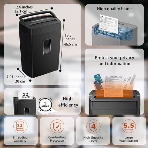 Bonsaii Paper Shredder for Home Use, 8-Sheet StripCut Home Office Shredder, CD/Credit Card Shredder Machine with Overheat Protection, 3.4 Gallons Wastebasket in Saudi Arabia