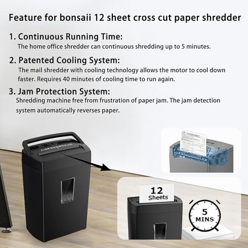 Bonsaii Paper Shredder for Home Use, 8-Sheet StripCut Home Office Shredder, CD/Credit Card Shredder Machine with Overheat Protection, 3.4 Gallons Wastebasket in Saudi Arabia