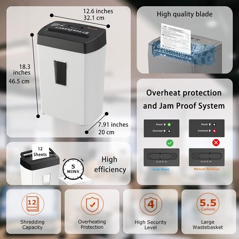 Bonsaii Paper Shredder for Home Use, 8-Sheet StripCut Home Office Shredder, CD/Credit Card Shredder Machine with Overheat Protection, 3.4 Gallons Wastebasket in Saudi Arabia
