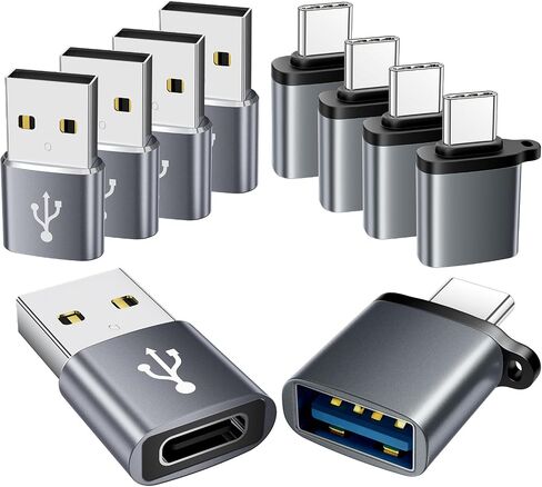 USB to USB C Adapter 10 Pack,USBC to USB Adapter,USBA to USBC Adapter,TypeC to USBA Male Female OTG Converter for iPhone 16 15,MacBook,PS5,Phones,Charger,Grey in Saudi Arabia