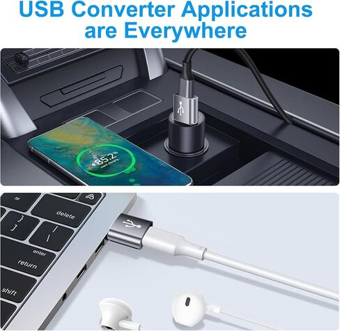 USB to USB C Adapter 10 Pack,USBC to USB Adapter,USBA to USBC Adapter,TypeC to USBA Male Female OTG Converter for iPhone 16 15,MacBook,PS5,Phones,Charger,Grey in Saudi Arabia