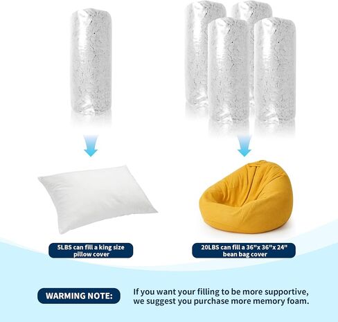 5 lb Shredded Memory Foam Filling Colored, Premium Soft Bean Bag Filler for Pillow Stuffing Bean Bag Chair Couch Cushion Filling and Dog Bed Fill, Hexagonal granular Gel Particles in Saudi Arabia