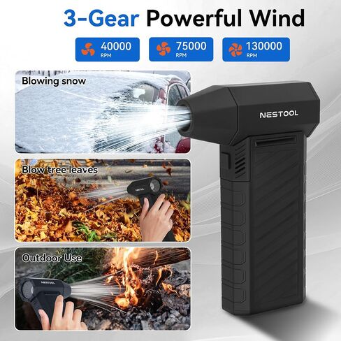 Cordless Compressed Air Duster 3 Gear Adjustable, 130000RPM Electric Rechargeable Mini Blower with LED Light, Turbon Jet Fan for Computer Keyboard Car Cleaning in Saudi Arabia