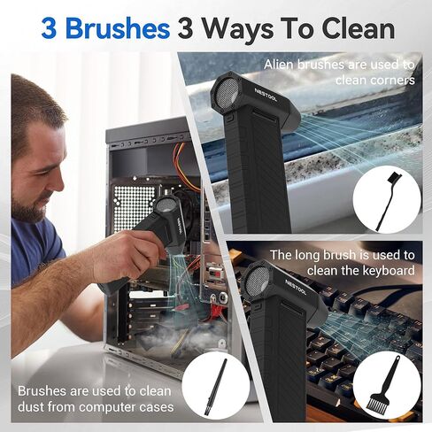 Cordless Compressed Air Duster 3 Gear Adjustable, 130000RPM Electric Rechargeable Mini Blower with LED Light, Turbon Jet Fan for Computer Keyboard Car Cleaning in Saudi Arabia