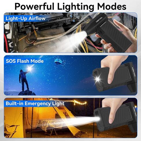 Cordless Compressed Air Duster 3 Gear Adjustable, 130000RPM Electric Rechargeable Mini Blower with LED Light, Turbon Jet Fan for Computer Keyboard Car Cleaning in Saudi Arabia