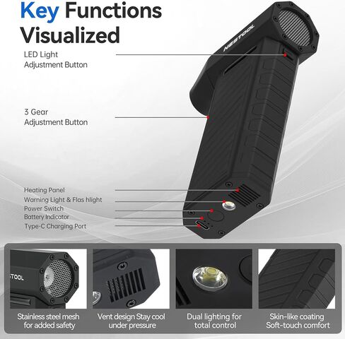 Cordless Compressed Air Duster 3 Gear Adjustable, 130000RPM Electric Rechargeable Mini Blower with LED Light, Turbon Jet Fan for Computer Keyboard Car Cleaning in Saudi Arabia