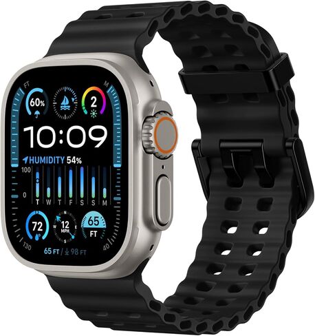 Odbeai Ocean Sport band Compatible with Apple Watch Ultra 2/Ultra Band for Men 49mm 46mm 45mm 44mm 42mm,Soft Silicone Breathable Waterproof Outdoors for iWatch Series 10 9 8-1 SE Black Men Women in Saudi Arabia