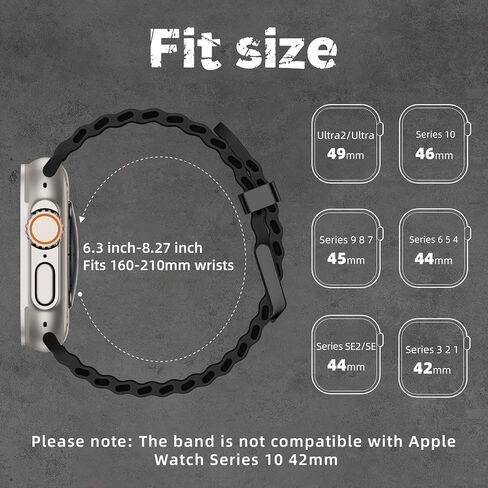 Odbeai Ocean Sport band Compatible with Apple Watch Ultra 2/Ultra Band for Men 49mm 46mm 45mm 44mm 42mm,Soft Silicone Breathable Waterproof Outdoors for iWatch Series 10 9 8-1 SE Black Men Women in Saudi Arabia