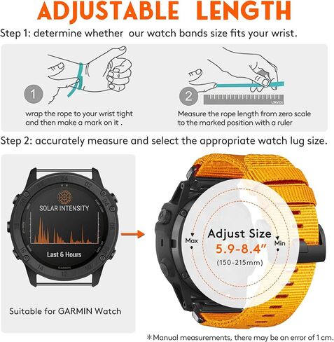Premium Nylon Watch Band for Garmin Quick Fit Watch - 20/22/26mm, Glossy Durable Non-Taper Strap with Tang Buckle Military Strap for Fenix Forerunner Approach MARQ Epix Tactix Quatix D2 Series in Saudi Arabia