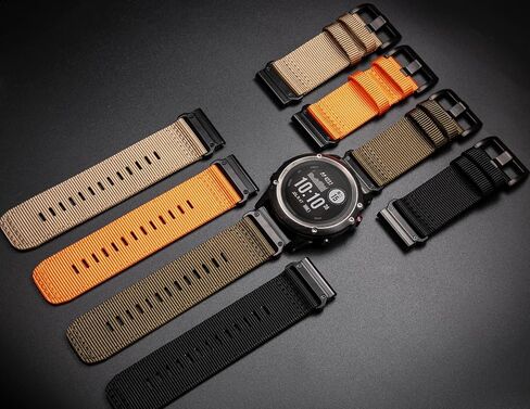 Premium Nylon Watch Band for Garmin Quick Fit Watch - 20/22/26mm, Glossy Durable Non-Taper Strap with Tang Buckle Military Strap for Fenix Forerunner Approach MARQ Epix Tactix Quatix D2 Series in Saudi Arabia