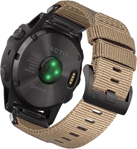 Premium Nylon Watch Band for Garmin Quick Fit Watch - 20/22/26mm, Glossy Durable Non-Taper Strap with Tang Buckle Military Strap for Fenix Forerunner Approach MARQ Epix Tactix Quatix D2 Series in Saudi Arabia