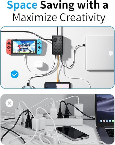 محطة الشحن 140W USB C كتلة الشاحن ، محول GAN III III 8-in-1 Fast Charge Station Hub ， PD 65W محول الشاحن المحمول المتوافق مع MacBook Air/Pro ، iPhone16/15 ، Galaxy S24 إلخ in Kuwait