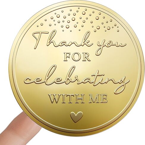 Set of 100 Thank You For Celebrating With Us Gold Foil Embossed Raised Sticker Metallic Seal Labels for Gifts Wedding Favor Graduation Party Birthday Party Stickers (With Us) in Saudi Arabia