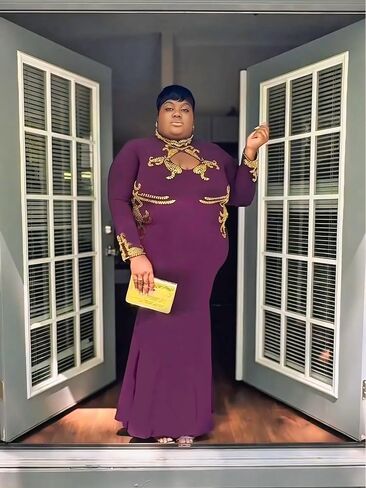 Art deco Long Sleeve Holiday Winter Dress High Neck Casual Formal Homecoming Elegant Classy Evening Gown(One size fit from Small until Large size, Dark purple) in Kuwait