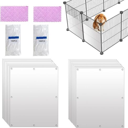12 Pcs Pet Cage Liner Protection 10 × 8'' Rabbit Cage Urine Guard Side Lining Shield Covers Prevent Scatter for Guinea Pig Bunny Hedgehog Hamster Small Animals in Saudi Arabia