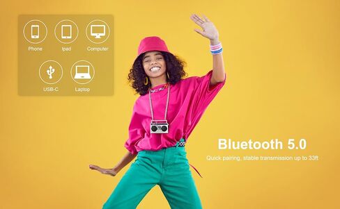 Mini Mini Bluetooth Wireless Speaker Retro Boombox يمكن ارتداؤها ، قلادة 27 بوصة ، راديو FM ، على أزرار على متن ، مكبرات صوت مزدوجة 6W PEEK MICRO in Kuwait