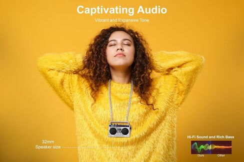 Mini Mini Bluetooth Wireless Speaker Retro Boombox يمكن ارتداؤها ، قلادة 27 بوصة ، راديو FM ، على أزرار على متن ، مكبرات صوت مزدوجة 6W PEEK MICRO in Kuwait