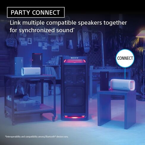 Sony ULT Field 5 Wireless Portable Bluetooth Speaker, IP67 Waterproof, Dustproof, and Rustproof with Enhanced Bass, 25 Hour Battery, 360° Party Light, and Shoulder Strap (SRSULT50B), Black in Saudi Arabia