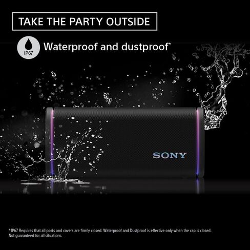 Sony ULT Field 5 Wireless Portable Bluetooth Speaker, IP67 Waterproof, Dustproof, and Rustproof with Enhanced Bass, 25 Hour Battery, 360° Party Light, and Shoulder Strap (SRSULT50B), Black in Saudi Arabia
