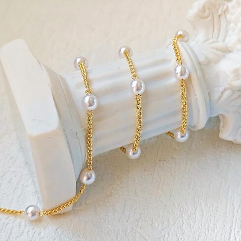 Partm Pearl Necklace for Women Trendy 14K Gold Plated Dainty Pearl Pendant Choker Set Handmade Pearl Gold Necklace Non Tarnish Simple Cute Jewelry Gifts for Women in Kuwait