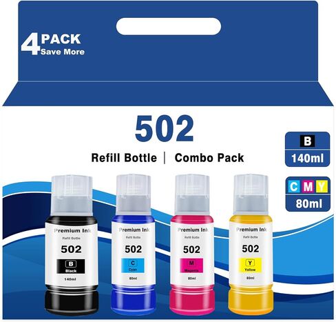 542 استبدال زجاجة حبر حبر الحبر الصباغ لحبر EPSON T542 لـ ECOTANK المستخدمة في طابعة ET-5800 ET-5850 ET-5880 ET-16600 ET-16650 (1 أسود ، سيان ، 1 ماجنة ، أصفر ، 4 حزمة) in Saudi Arabia