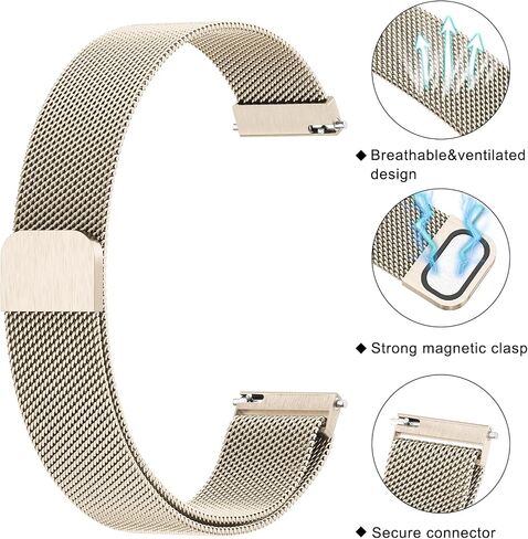 18mm Metal Bands for Garmin Venu 3S / Venu 2S / Vivoactive 4S / Vivomove 3S / Forerunner 265s Watch Bands, Quick Release Stainless Steel Metal Replacement Wristband Strap for Garmin Forerunner 255s/265s Bands Women Men in Kuwait
