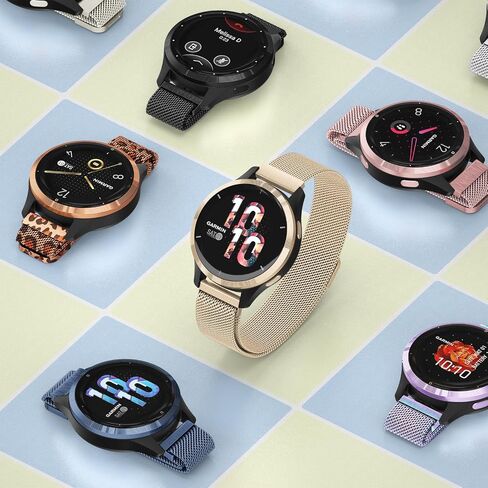 18mm Metal Bands for Garmin Venu 3S / Venu 2S / Vivoactive 4S / Vivomove 3S / Forerunner 265s Watch Bands, Quick Release Stainless Steel Metal Replacement Wristband Strap for Garmin Forerunner 255s/265s Bands Women Men in Kuwait