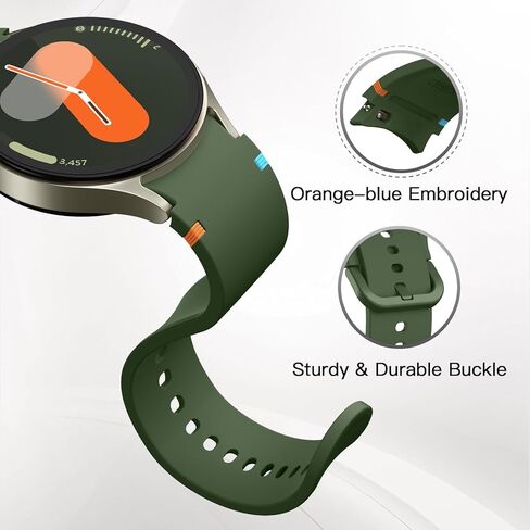 Daqin No Gap Sport Band متوافق مع Samsung Galaxy Watch 7 Band 40mm 44mm ، حزام سيليكون ناعم 20 مم لـ Galaxy Watch 6 4 5 Band 40mm 44mm/6 Classic 47mm 43mm/4 Classic/5 Pro/Galaxy Fe for Men Women in Kuwait