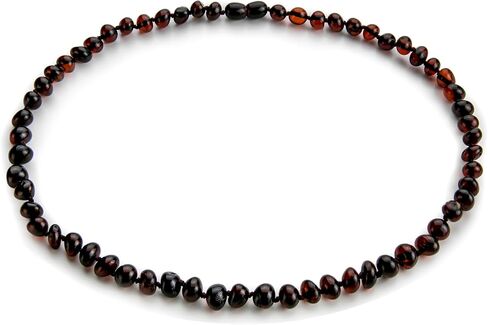 Baltic Amber Necklace for Women and Men (Authentic, Certified) - 17.7 inches, Black (Raw/Unpolished) - Unisex Amber Jewelry for Adults - Amber Bead Necklace by Amber Guru in Kuwait