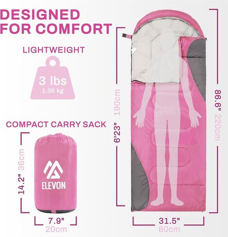 Sleeping Bag for Adults Teens Kids Cold Warm Weather, Portable Waterproof & Lightweight, Compact with Compression Sack, for 3-4 Seasons Camping, Backpacking, Hiking, Travel, Indoors Outdoors in Saudi Arabia