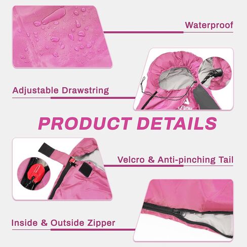 Sleeping Bag for Adults Teens Kids Cold Warm Weather, Portable Waterproof & Lightweight, Compact with Compression Sack, for 3-4 Seasons Camping, Backpacking, Hiking, Travel, Indoors Outdoors in Saudi Arabia