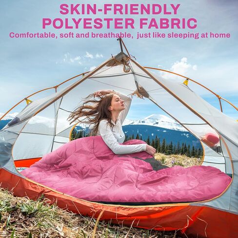 Sleeping Bag for Adults Teens Kids Cold Warm Weather, Portable Waterproof & Lightweight, Compact with Compression Sack, for 3-4 Seasons Camping, Backpacking, Hiking, Travel, Indoors Outdoors in Saudi Arabia