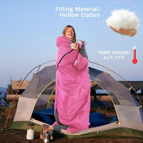 Sleeping Bag for Adults Teens Kids Cold Warm Weather, Portable Waterproof & Lightweight, Compact with Compression Sack, for 3-4 Seasons Camping, Backpacking, Hiking, Travel, Indoors Outdoors in Saudi Arabia