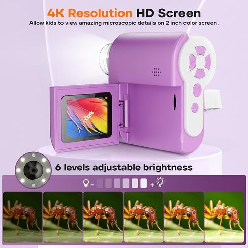LAKWAR Portable Handheld Microscope for Kids with 2-inch-Screen: 1000x HD Digital Microscope for Kids Educational Science Kit, Christmas Birthday Gifts for Kids Age 5 6 7 8 9 10 11 12 (Pink) in Saudi Arabia