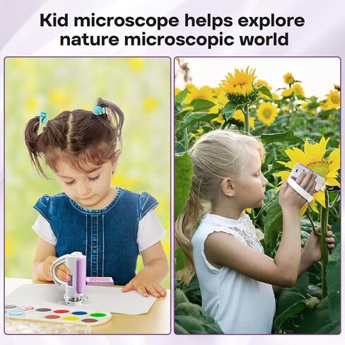LAKWAR Portable Handheld Microscope for Kids with 2-inch-Screen: 1000x HD Digital Microscope for Kids Educational Science Kit, Christmas Birthday Gifts for Kids Age 5 6 7 8 9 10 11 12 (Pink) in Saudi Arabia