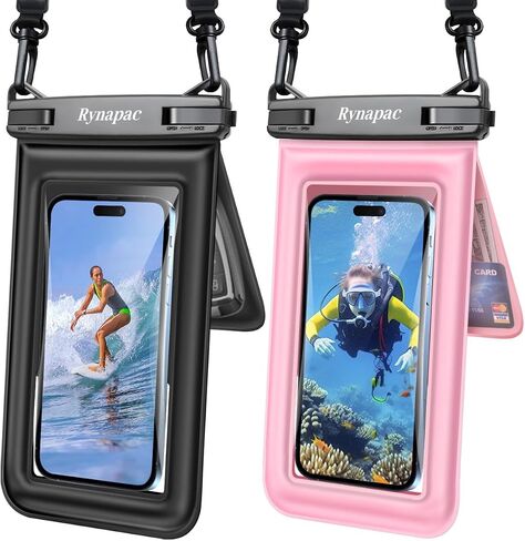 Waterproof Phone Pouch Floating, Double Bags Waterproof Phone Case with Lanyard for iPhone 16 15 Pro Max, Galaxy S24 S23 Ultra, IPX8 Cellphone Dry Bag Beach Travel Cruise Essentials 2Pack-8.5'' in Saudi Arabia