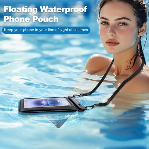 Waterproof Phone Pouch Floating, Double Bags Waterproof Phone Case with Lanyard for iPhone 16 15 Pro Max, Galaxy S24 S23 Ultra, IPX8 Cellphone Dry Bag Beach Travel Cruise Essentials 2Pack-8.5'' in Saudi Arabia