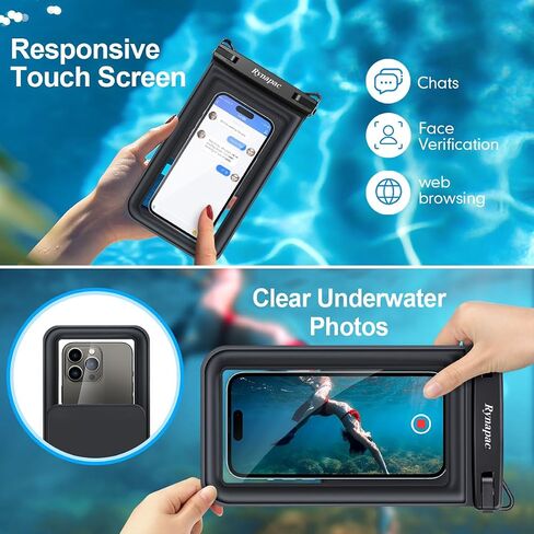 Waterproof Phone Pouch Floating, Double Bags Waterproof Phone Case with Lanyard for iPhone 16 15 Pro Max, Galaxy S24 S23 Ultra, IPX8 Cellphone Dry Bag Beach Travel Cruise Essentials 2Pack-8.5'' in Saudi Arabia
