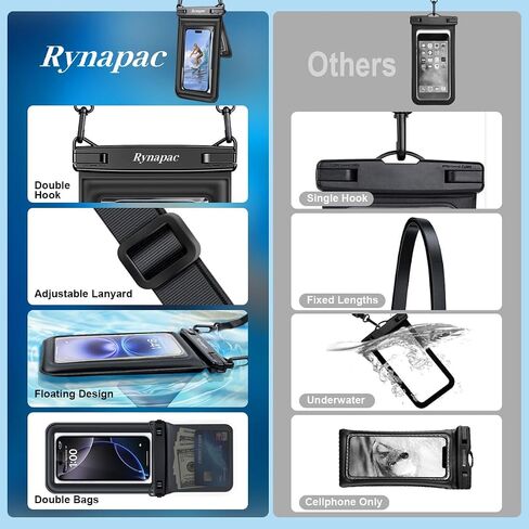 Waterproof Phone Pouch Floating, Double Bags Waterproof Phone Case with Lanyard for iPhone 16 15 Pro Max, Galaxy S24 S23 Ultra, IPX8 Cellphone Dry Bag Beach Travel Cruise Essentials 2Pack-8.5'' in Saudi Arabia