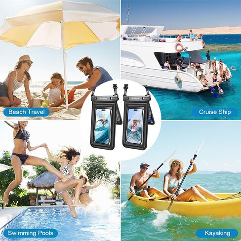 Waterproof Phone Pouch Floating, Double Bags Waterproof Phone Case with Lanyard for iPhone 16 15 Pro Max, Galaxy S24 S23 Ultra, IPX8 Cellphone Dry Bag Beach Travel Cruise Essentials 2Pack-8.5'' in Saudi Arabia