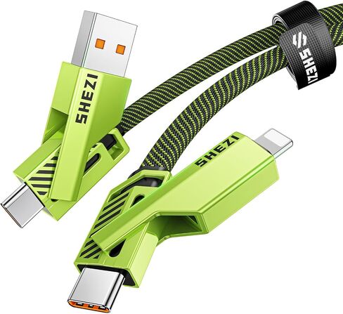 [One is Enough] 4-in-1 USB C Cable, 32W [High-Speed Charging & Fast Data Sync] Multi Charger Cord Combo L/Type C/Type A for iPhone iPad Samsung & Most Devices, 5FT in Kuwait