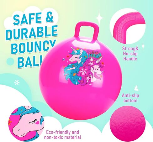 U&C Planet Hopper Ball 18 inches Bouncy Ball with Handle for Kids Age 3-6 Hoppity Hop Sit and Bounce Jumping Hopping Ball with Pump and Gift Box Great Gift for Birthday Christmas, Blue in Saudi Arabia