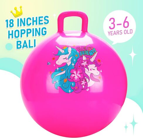 U&C Planet Hopper Ball 18 inches Bouncy Ball with Handle for Kids Age 3-6 Hoppity Hop Sit and Bounce Jumping Hopping Ball with Pump and Gift Box Great Gift for Birthday Christmas, Blue in Saudi Arabia
