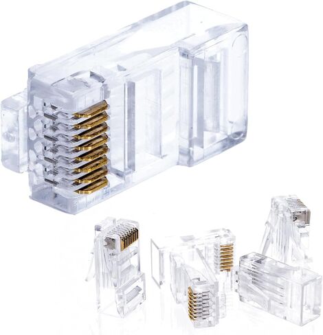 Cat5e RJ45 Modular Plugs, 8P8C UTP Ethernet Crimp Connectors, Solid or Stranded Cable Ends, Gold-Plated Contacts (200 PCS) in Kuwait